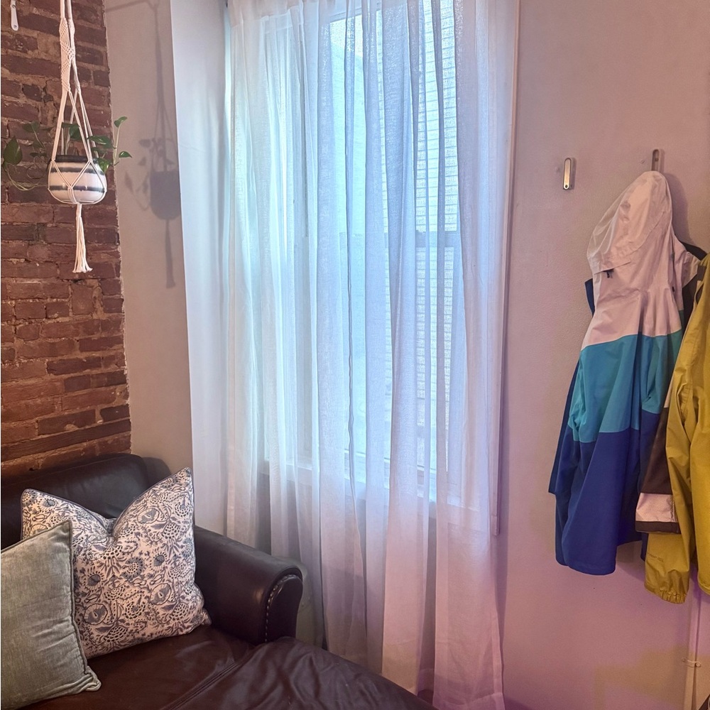 Set of 2 Sheer White Curtain Panels (96”)